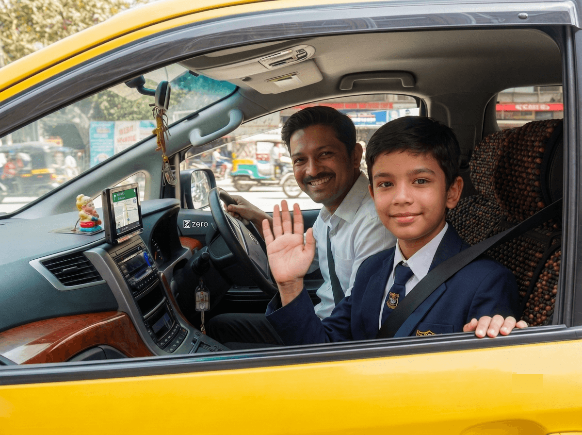 Parent and child in car