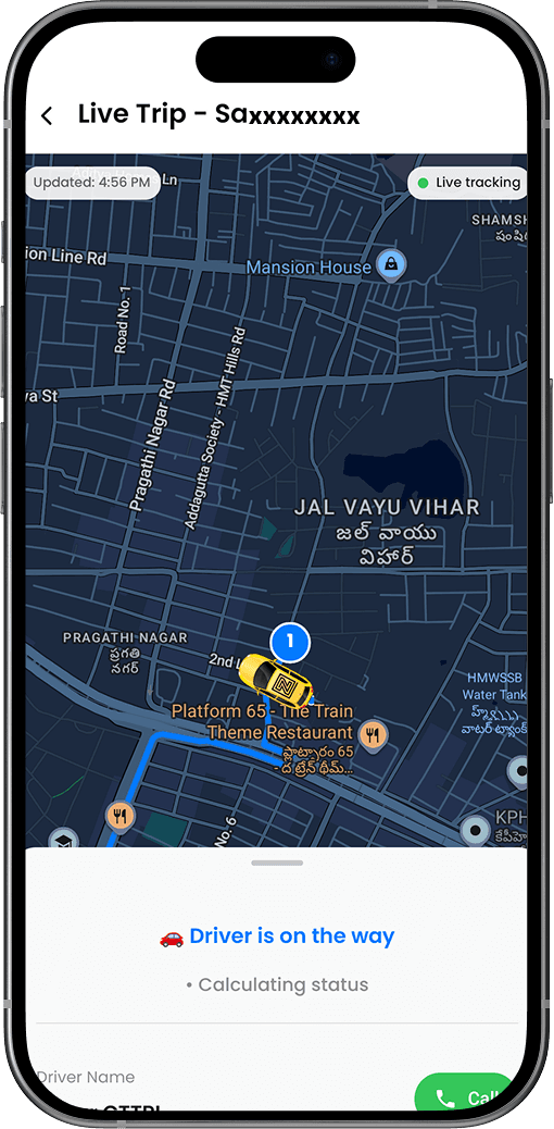 Live GPS tracking screen