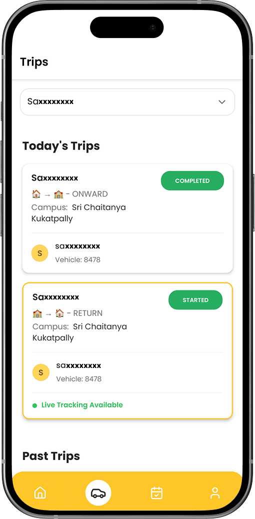 Ride history screen